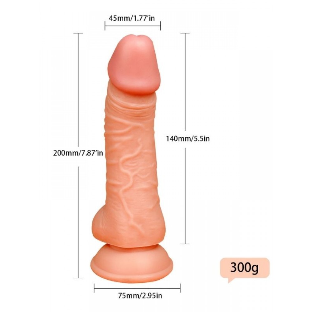 Dildo Gerçekçi Vantuzlu Testisli Jel Silikon 20cm 14cm Ten Rengi