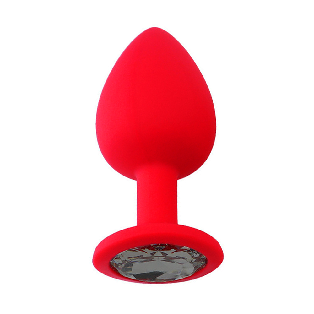 Anal Plug Tıkaç Silikon Taşlı 7.5cm 25g Kırmızı