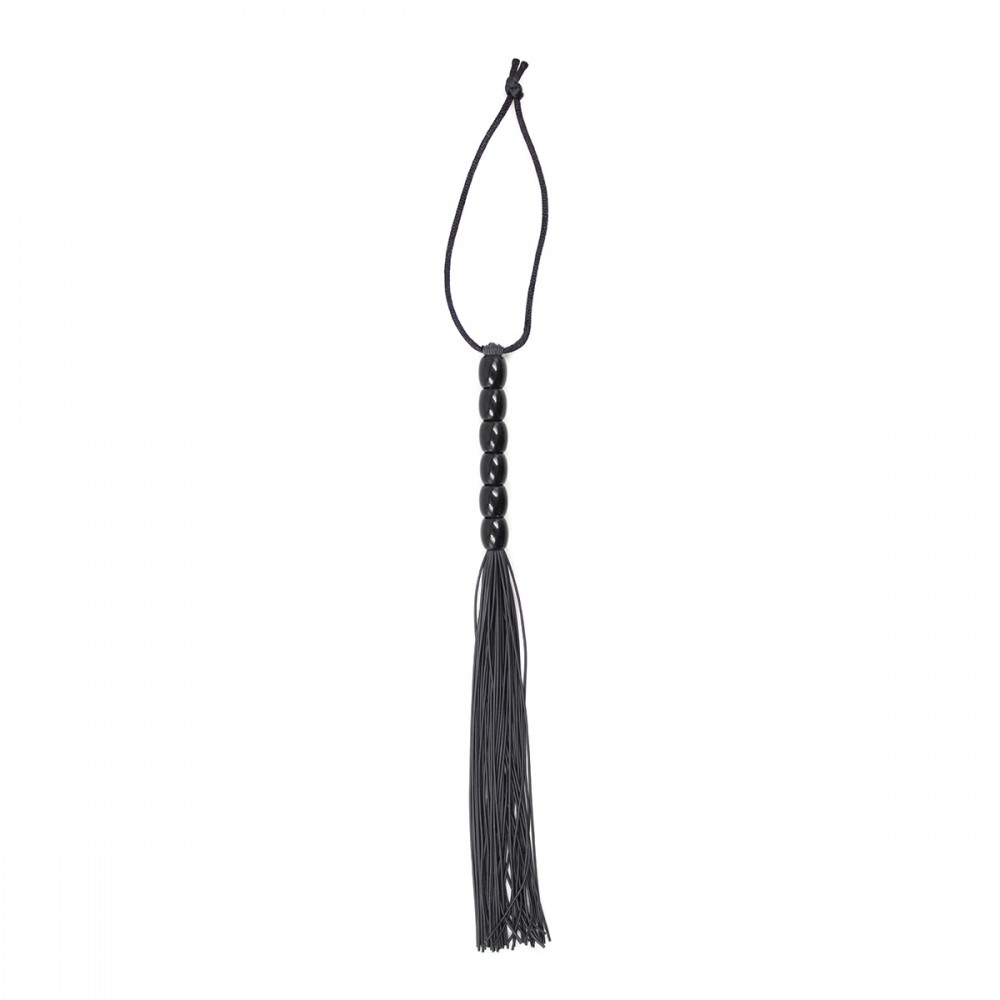 Tüylü Silikon 23cm Mini Kırbaç - Siyah