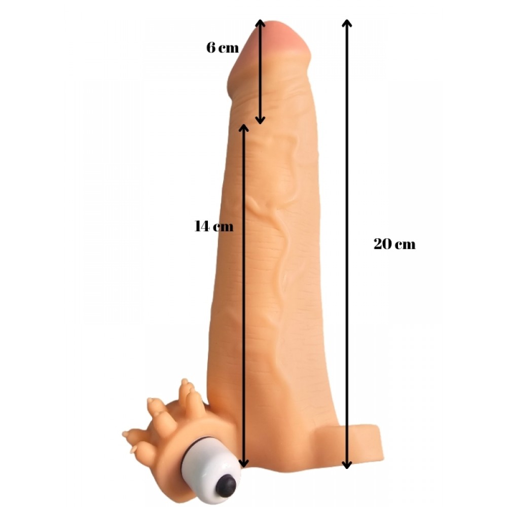 Penis Kılıfı Gerçekçi Titreşimli Testisli Et Dokulu 20cm