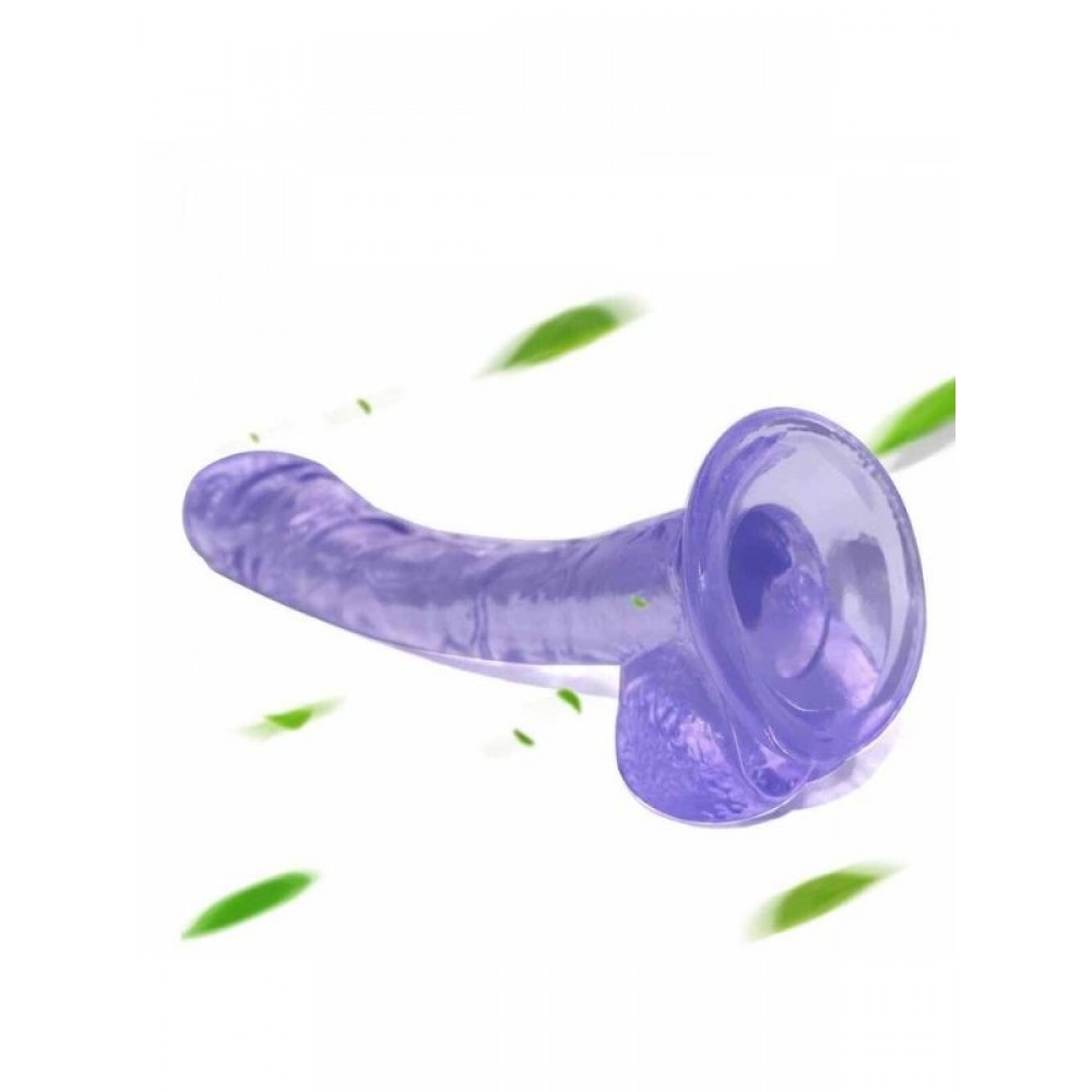 Dildo Gerçekçi Vantuzlu Testisli Jel Silikon 19cm 15.5cm Mor