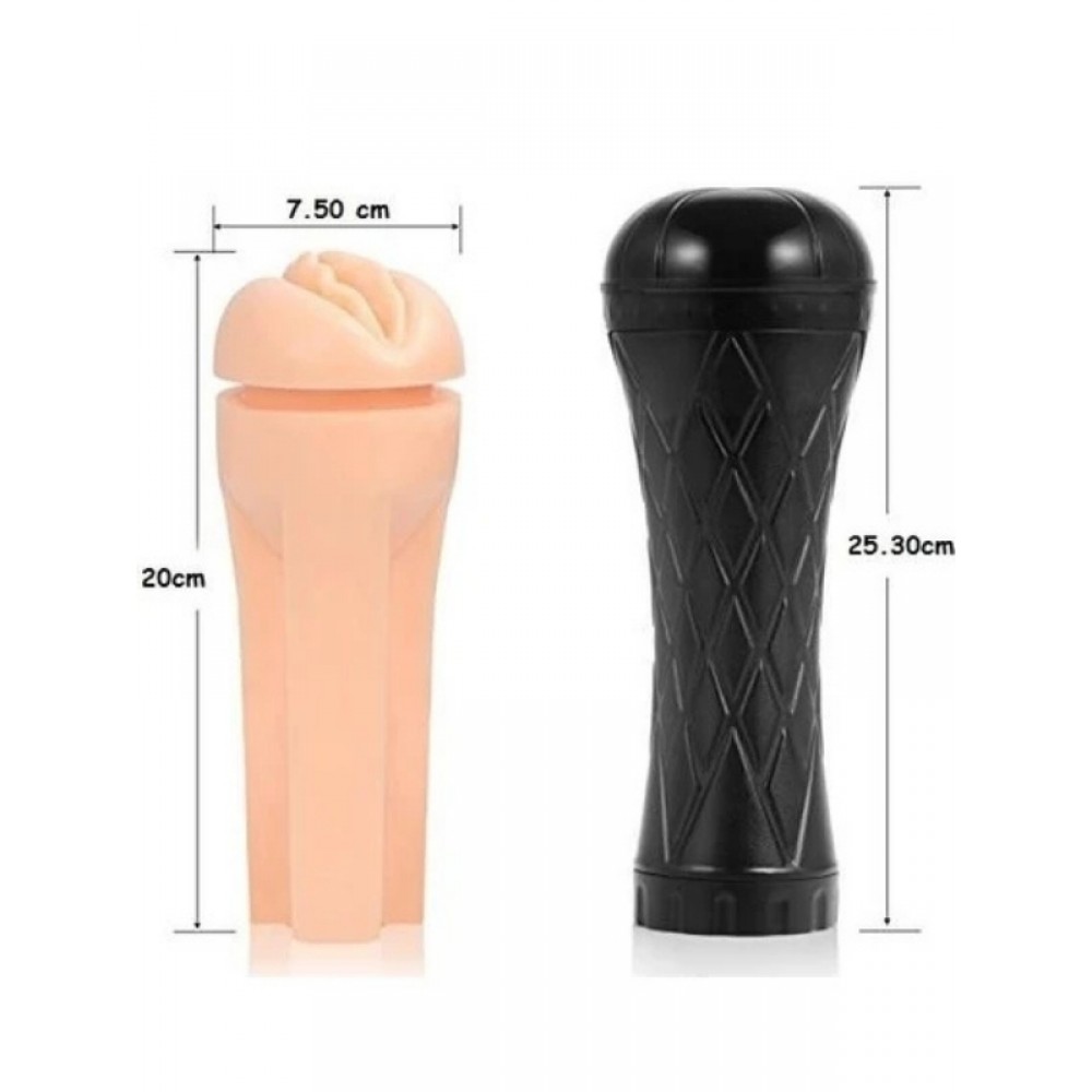 Suni Vajina Mastürbatör Anal Vajinal Çift Girişli Gerçekçi Fener Tipi Kola Kutusu Tipi 20cm 25.3cm