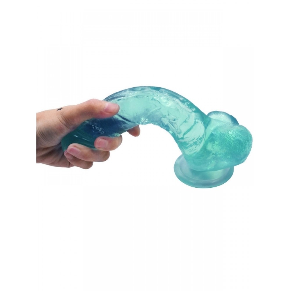 Dildo Gerçekçi Vantuzlu Testisli Jel Silikon 23cm 17cm Yeşil
