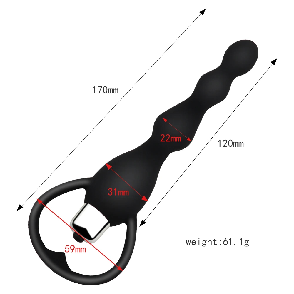 Anal Plug Tıkaç Titreşimli Silikon Boğumlu Halkalı 17cm 1.7cm Siyah