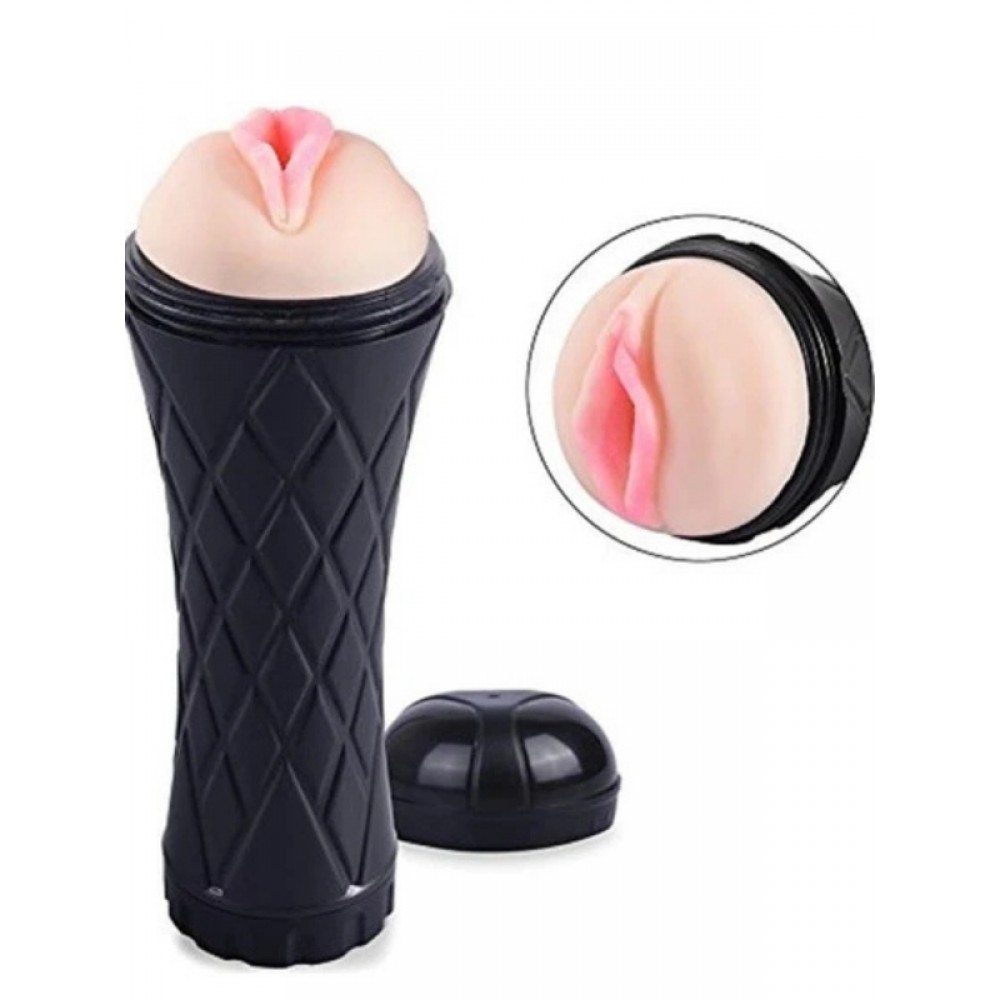 Suni Vajina Mastürbatör Anal Vajinal Çift Girişli Gerçekçi Fener Tipi Kola Kutusu Tipi 20cm 25.3cm
