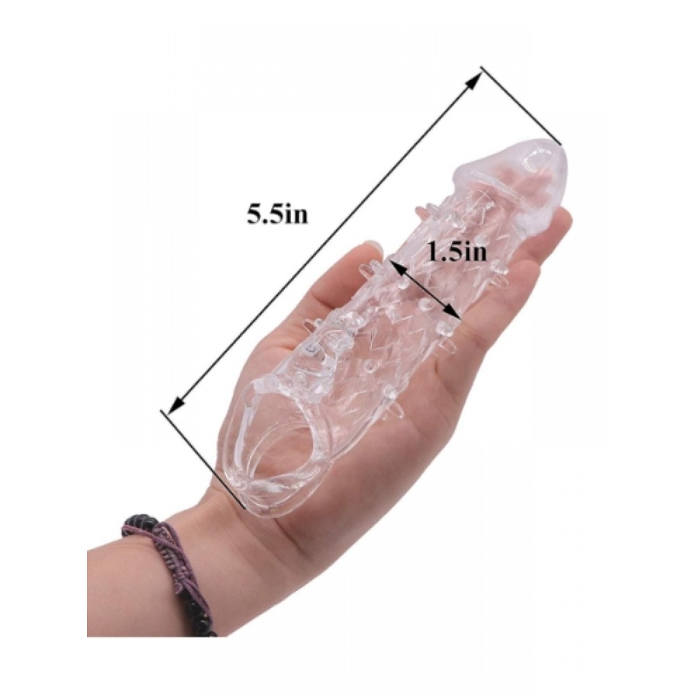 Penis Kılıfı Gerçekçi Testisli 13.8cm 3cm Şeffaf