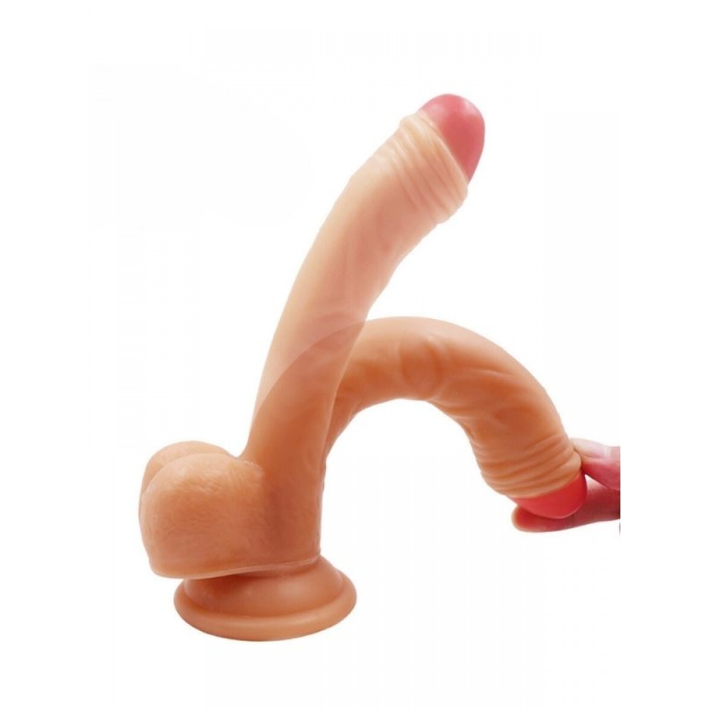 Dildo Gerçekçi Vantuzlu Testisli Jel Silikon 19cm 15.5cm