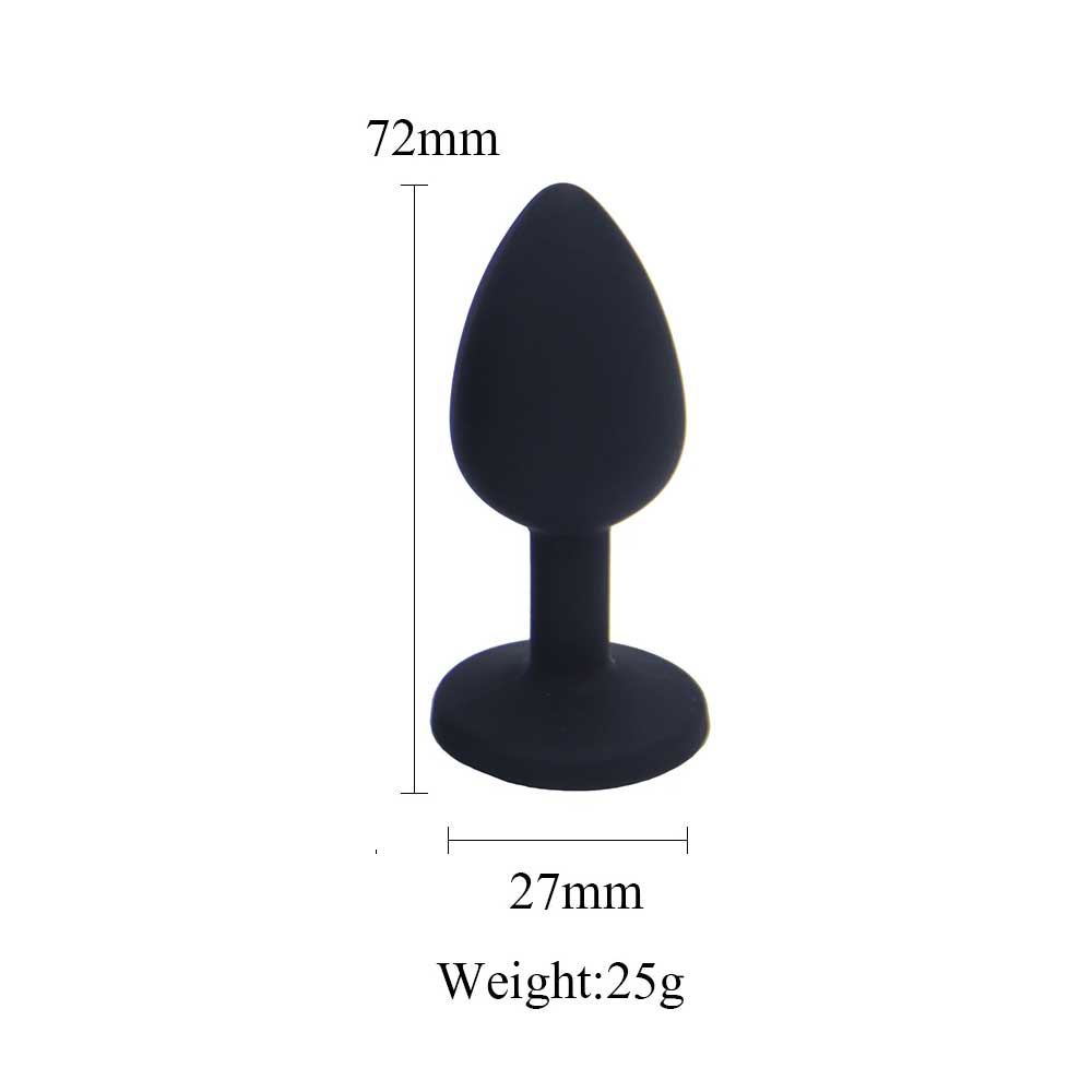 Anal Plug Tıkaç Silikon Taşlı 7.5cm 25g Siyah