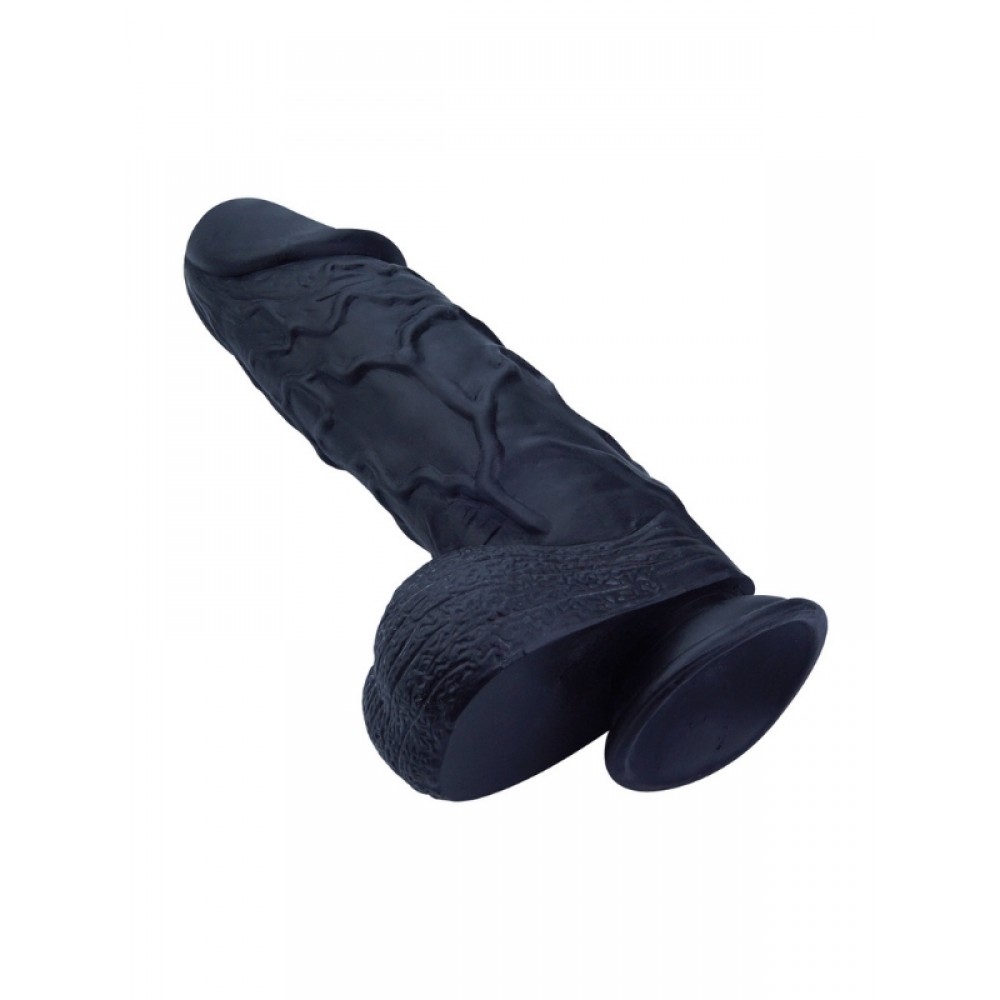 Dildo Gerçekçi Vantuzlu Testisli Jel Silikon 26cm 21cm Siyah