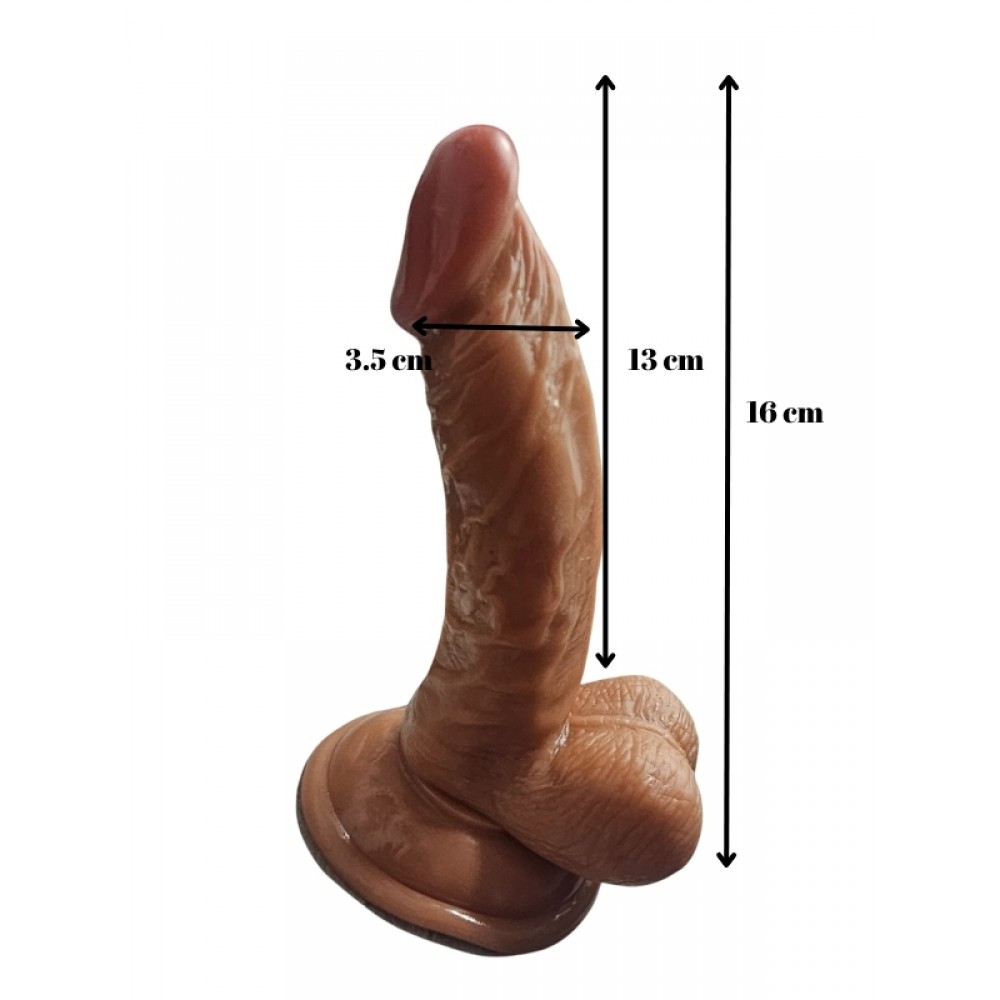 Dildo Gerçekçi Vantuzlu Testisli Melez 16cm