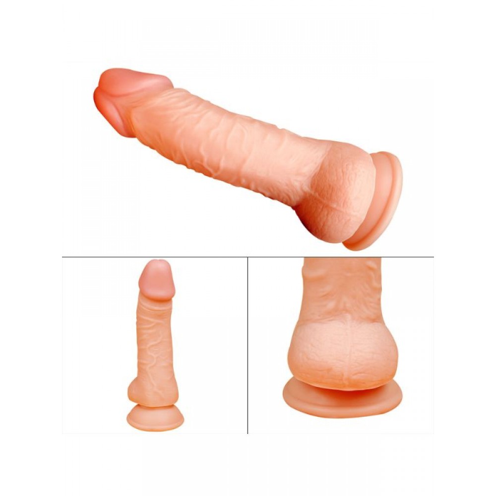 Dildo Gerçekçi Vantuzlu Testisli Jel Silikon 20cm 14cm Ten Rengi