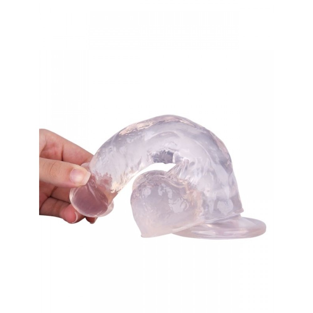 Dildo Gerçekçi Vantuzlu Testisli Jel Silikon 18cm 12cm Şeffaf