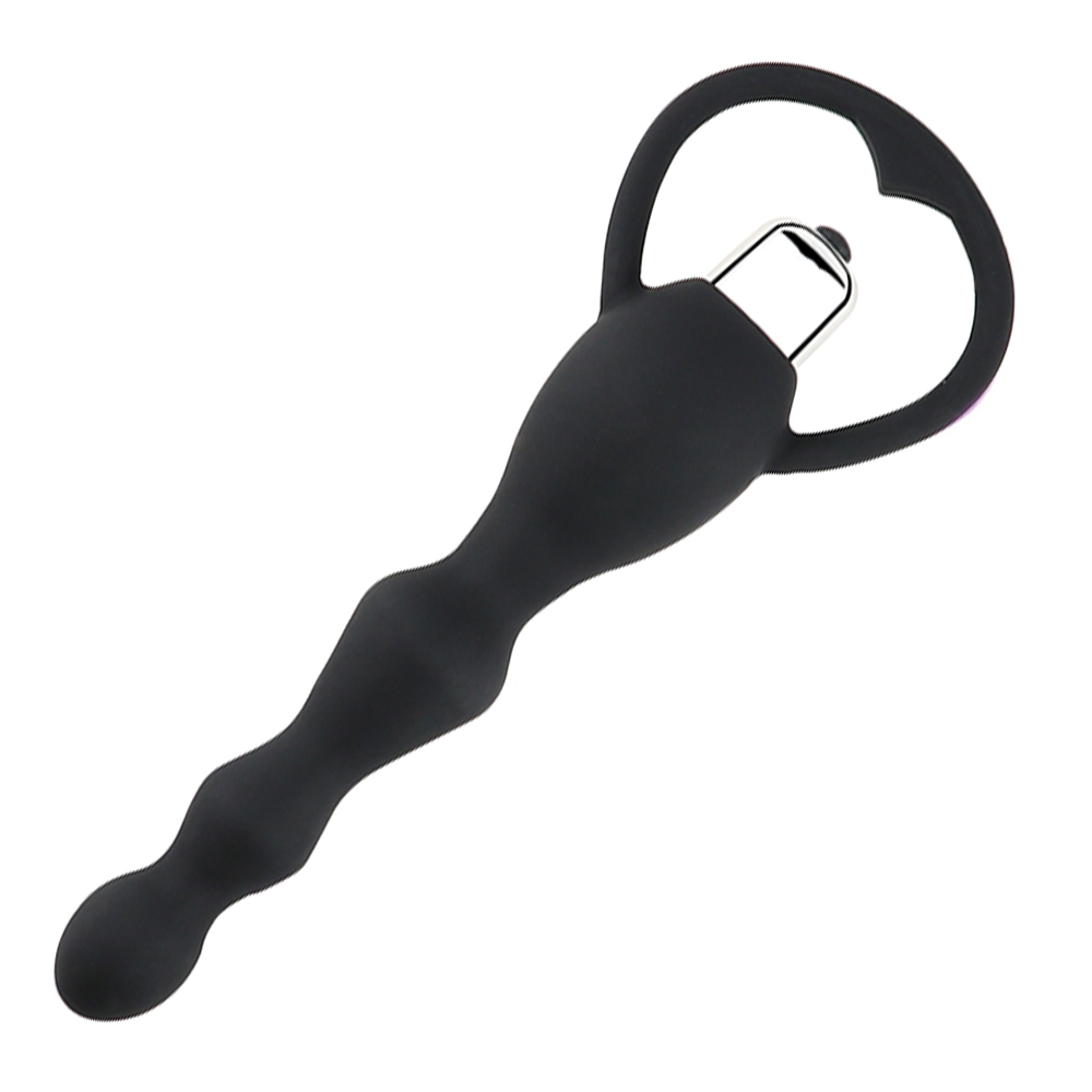 Anal Plug Tıkaç Titreşimli Silikon Boğumlu Halkalı 17cm 1.7cm Siyah