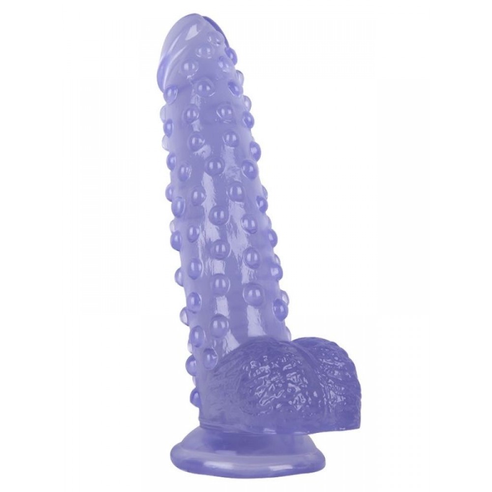 Dildo Gerçekçi Vantuzlu Testisli Noktalı Jel Silikon 24cm 20cm Sarı
