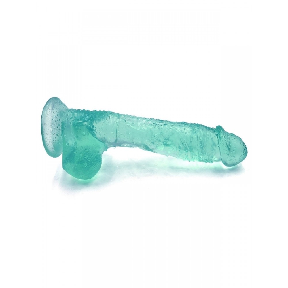 Dildo Gerçekçi Vantuzlu Testisli Jel Silikon 23cm 17cm Yeşil