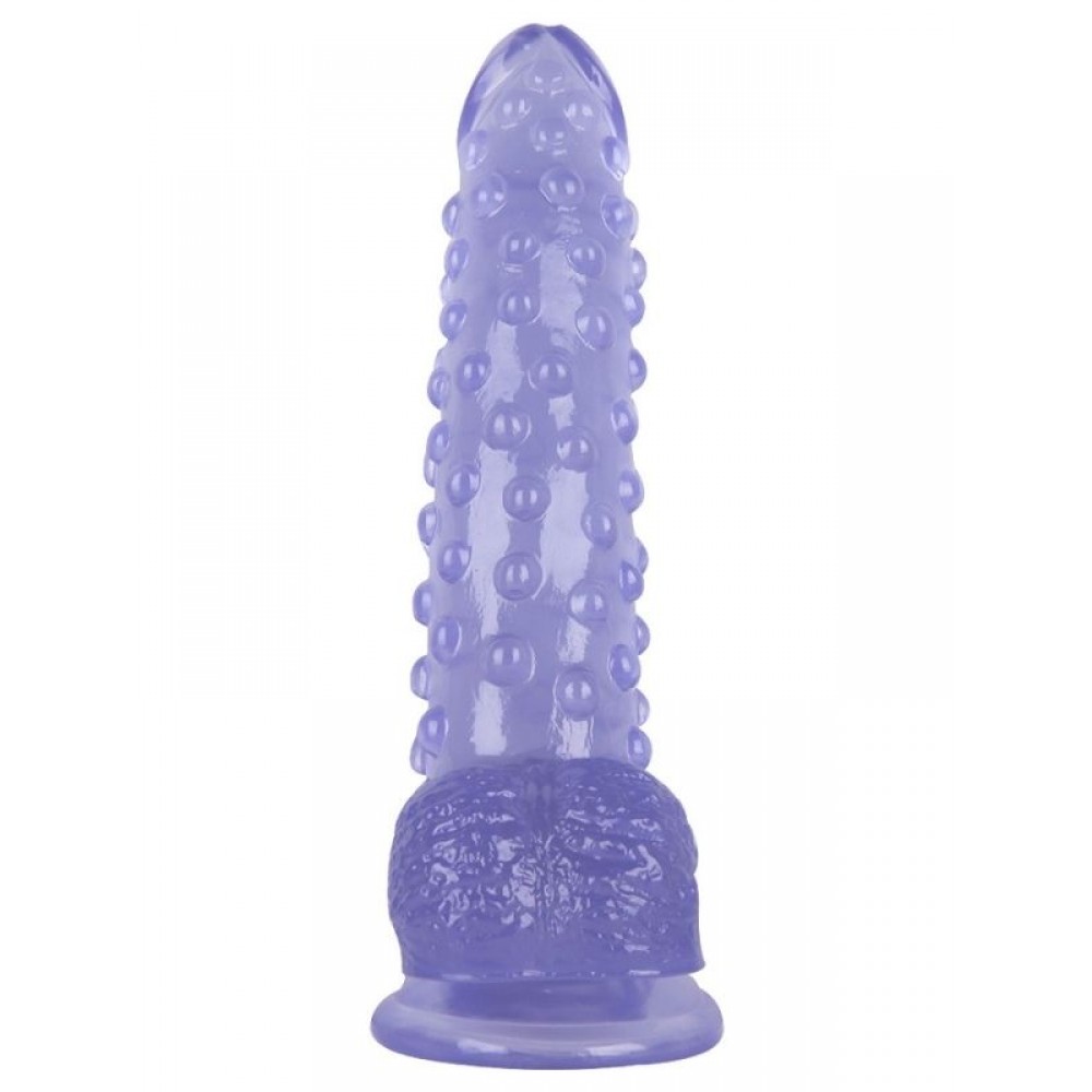 Dildo Gerçekçi Vantuzlu Testisli Noktalı Jel Silikon 24cm 20cm Sarı