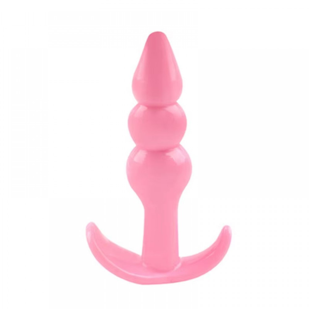 Anal Plug Tıkaç Silikon 3 Boğumlu 10cm 1.5cm Pembe