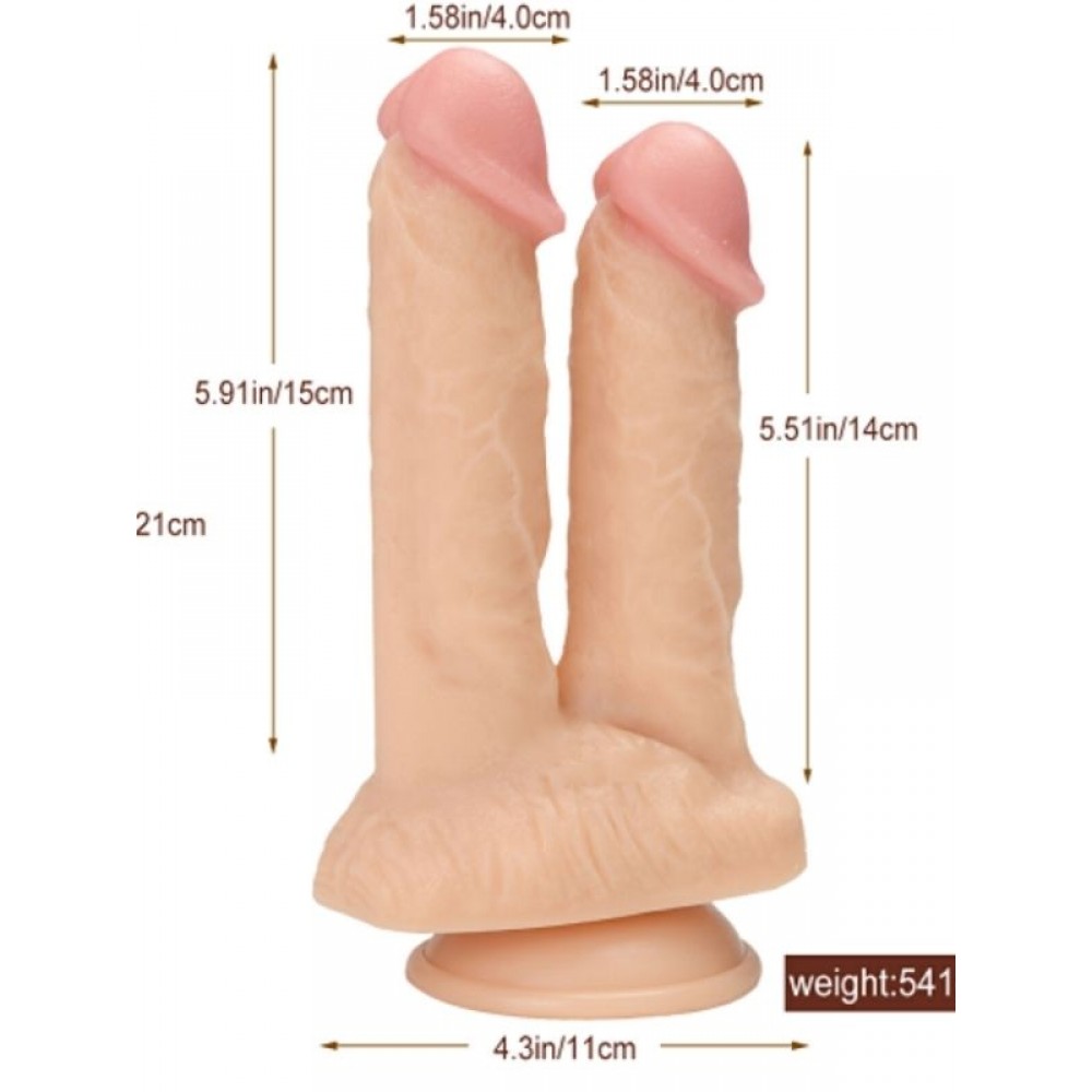 Dildo Realistik Çift Uçlu Vantuzlu Gerçekçi Jel Silikon 21cm 20cm Ten Rengi