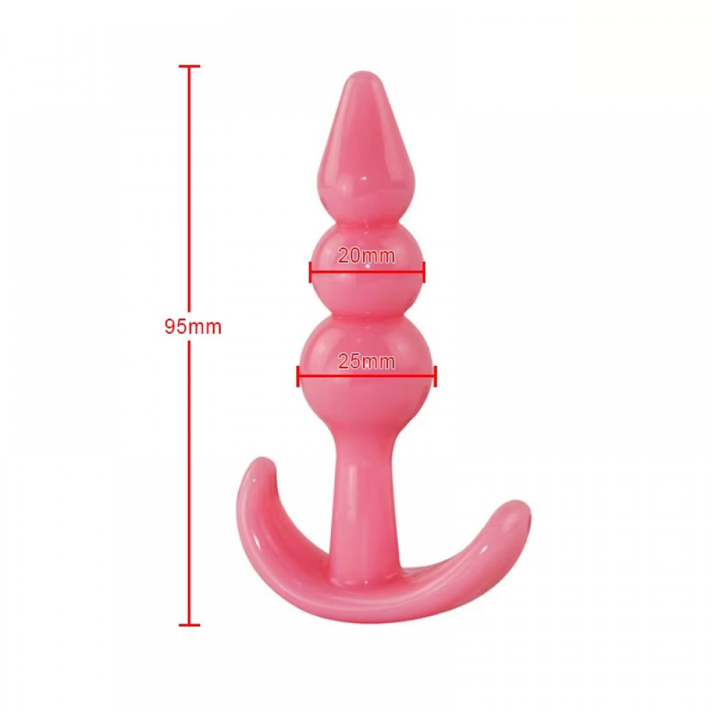 Anal Plug Tıkaç Silikon 3 Boğumlu 10cm 1.5cm Pembe