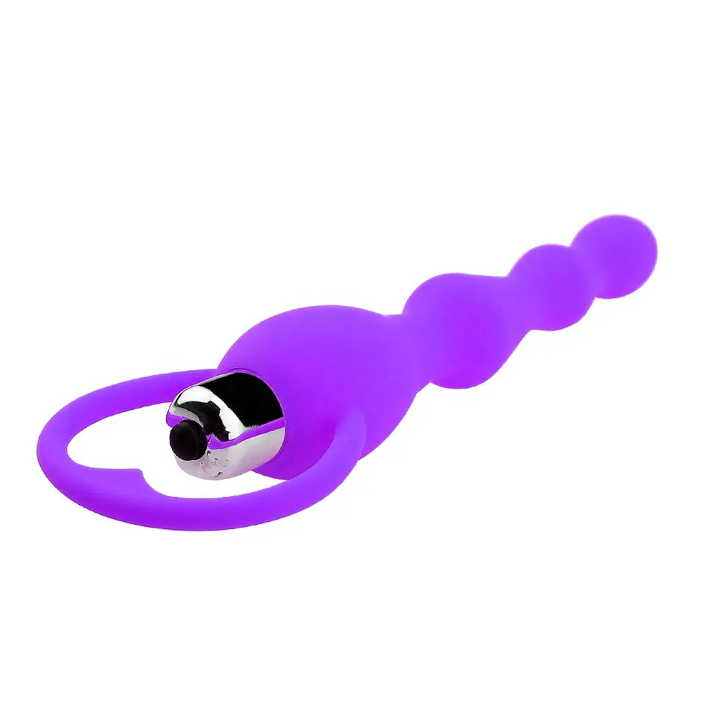 Anal Plug Tıkaç Titreşimli Silikon Boğumlu Halkalı Mor