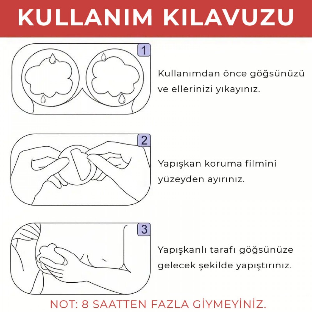 Simli Kalp Şeklinde Göğüs Ucu Kapama Çıkartması - Kırmızı