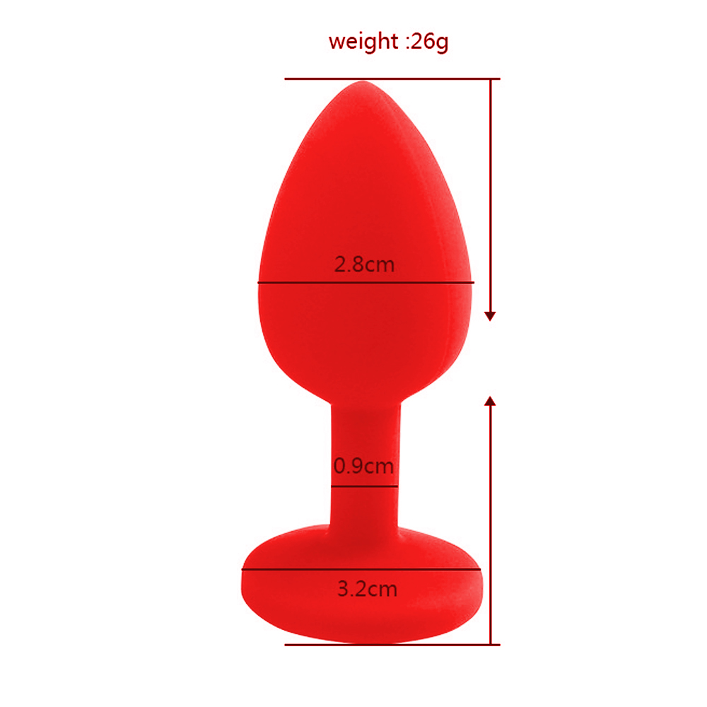 Anal Plug Tıkaç Silikon Taşlı 7.5cm 25g Kırmızı