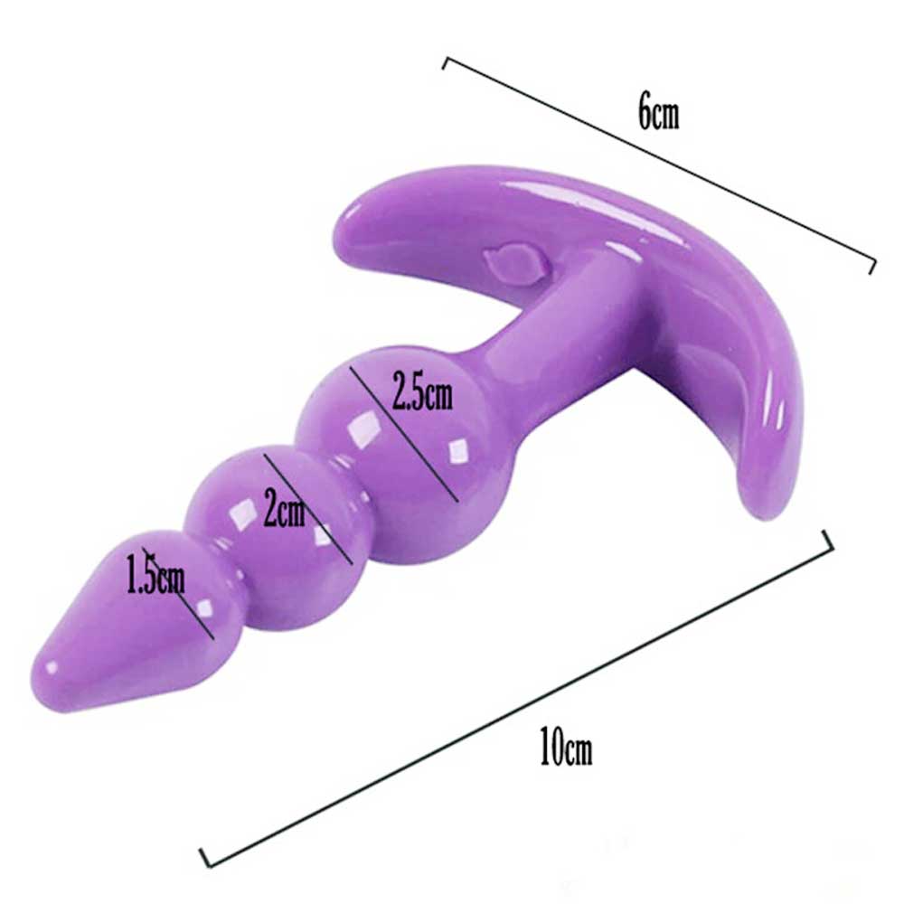Anal Plug Tıkaç Silikon 3 Boğumlu 10cm 1.5cm Mor