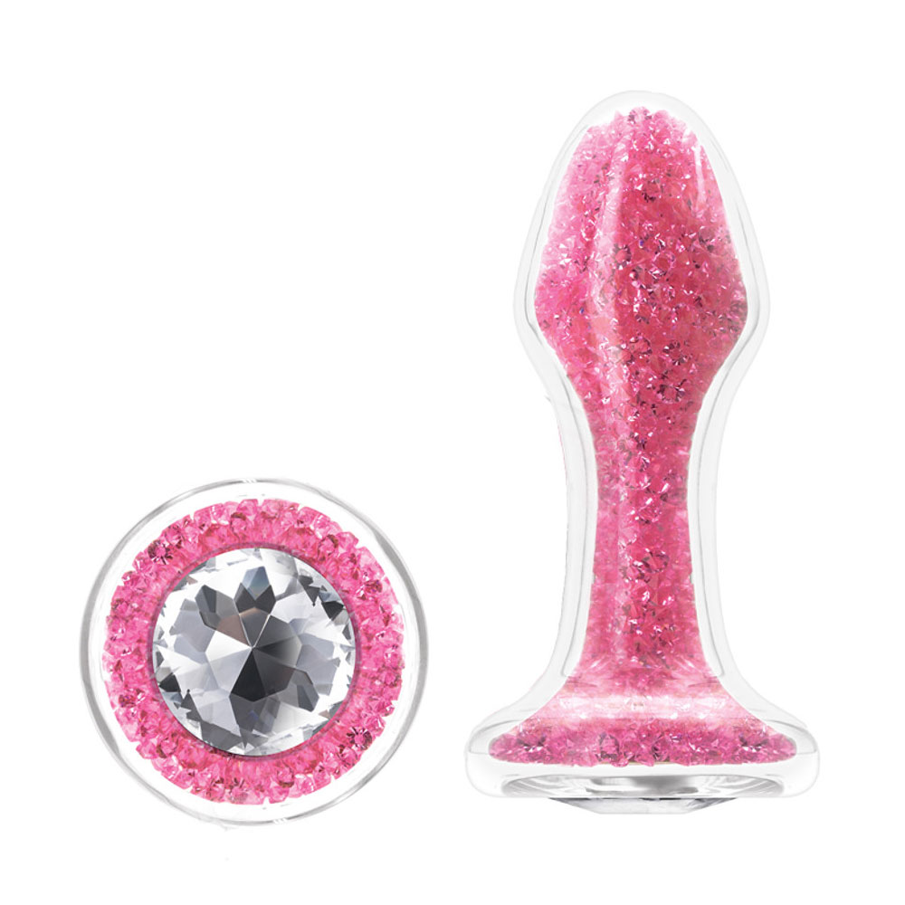 Anal Plug Tıkaç Cam Kristalli Silikon 4.8cm 3.5cm Pembe