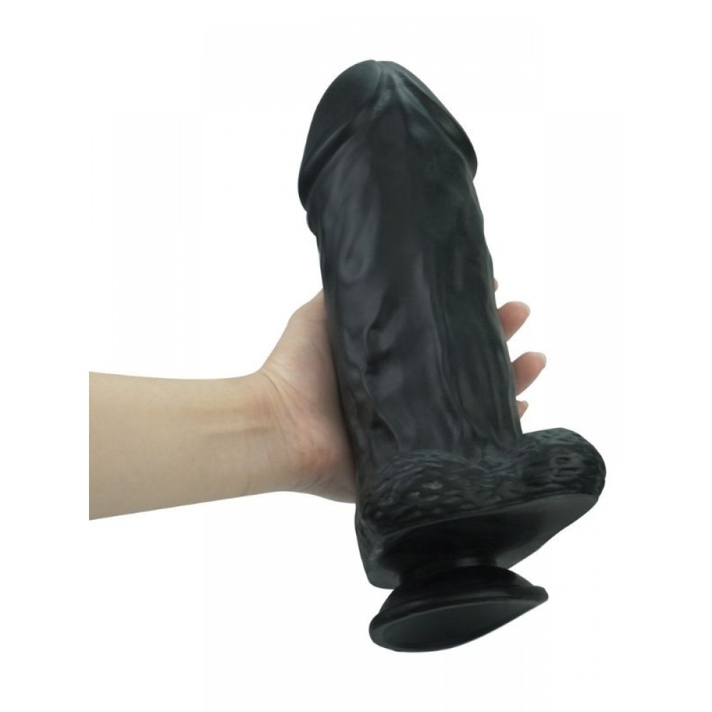Dildo Gerçekçi Vantuzlu Testisli Jel Silikon 27cm 22.5cm Siyah