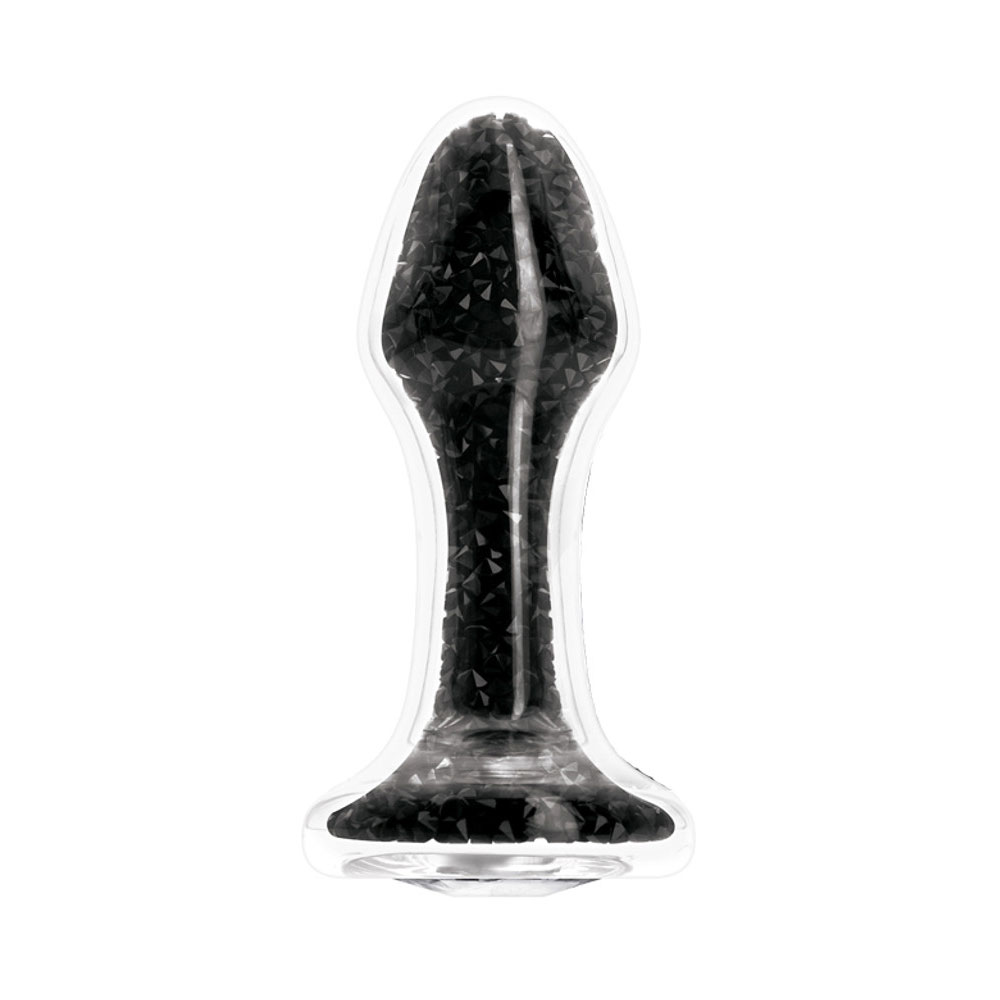 Anal Plug Tıkaç Cam Kristalli Silikon 4.8cm 3.5cm Siyah