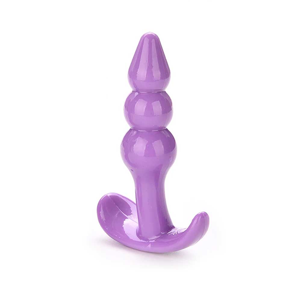 Anal Plug Tıkaç Silikon 3 Boğumlu 10cm 1.5cm Mor