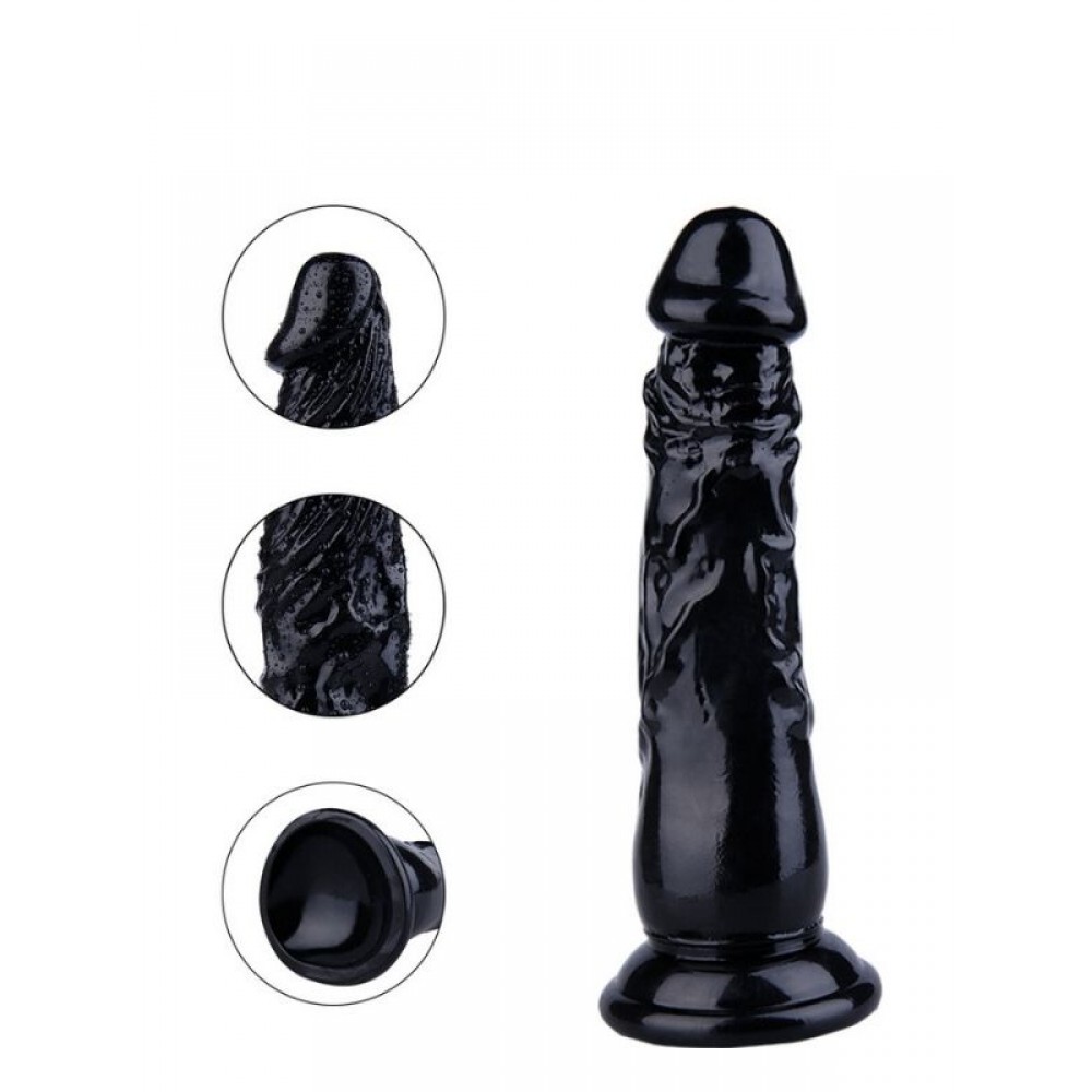 Dildo Gerçekçi Vantuzlu Jel Silikon 20cm 18cm Siyah