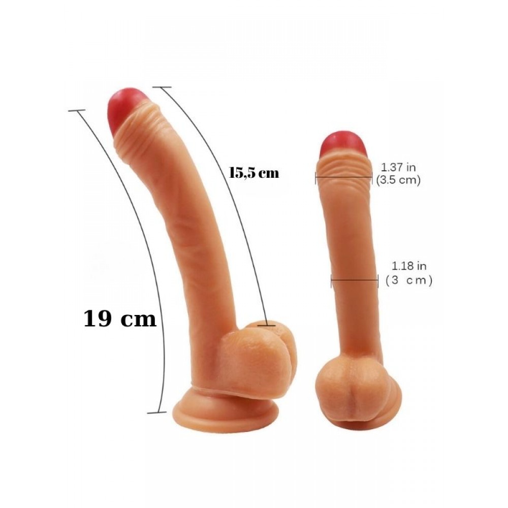 Dildo Gerçekçi Vantuzlu Testisli Jel Silikon 19cm 15.5cm