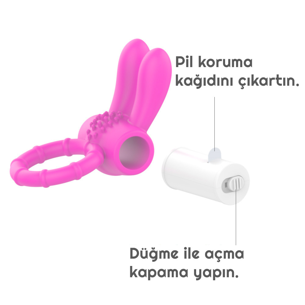 Penis Halkası Titreşimli Klitoris Uyarıcılı Tavşan Kulaklı