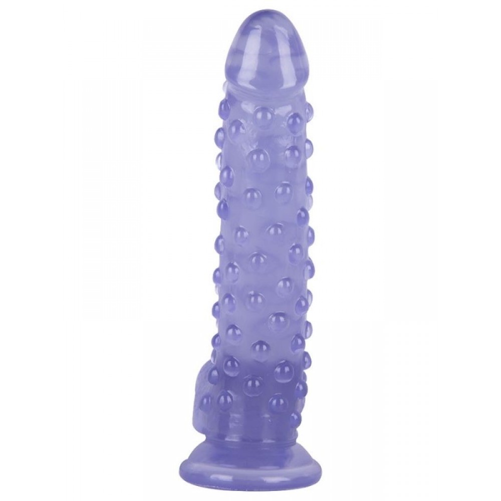 Dildo Gerçekçi Vantuzlu Testisli Noktalı Jel Silikon 24cm 20cm Sarı