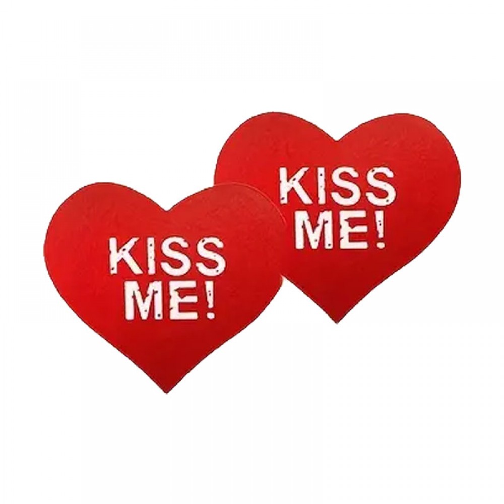 Kiss Me Kalp Göğüs Ucu Kapama Çıkartması - Kırmızı