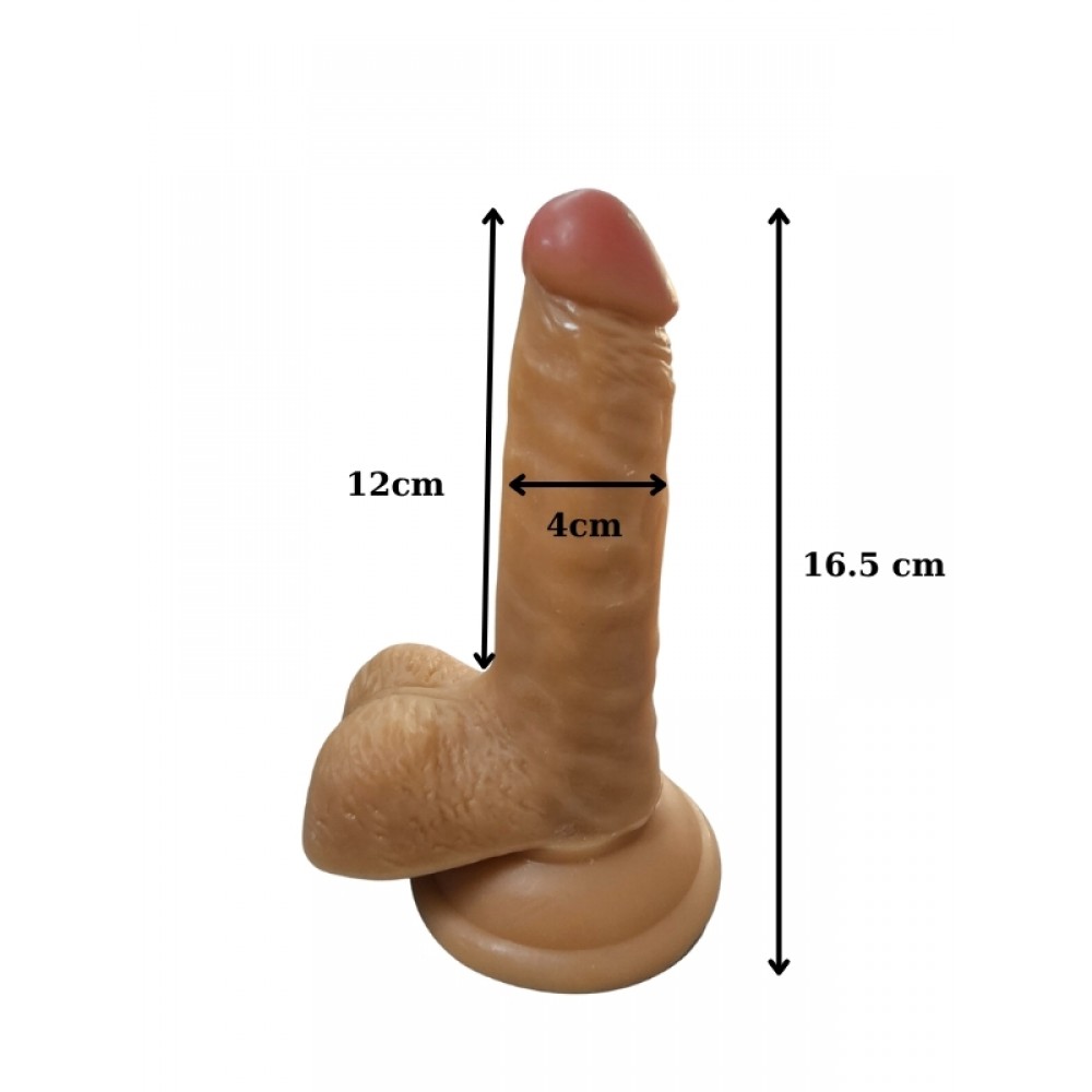 Dildo Gerçekçi Vantuzlu Testisli Melez 16.5cm