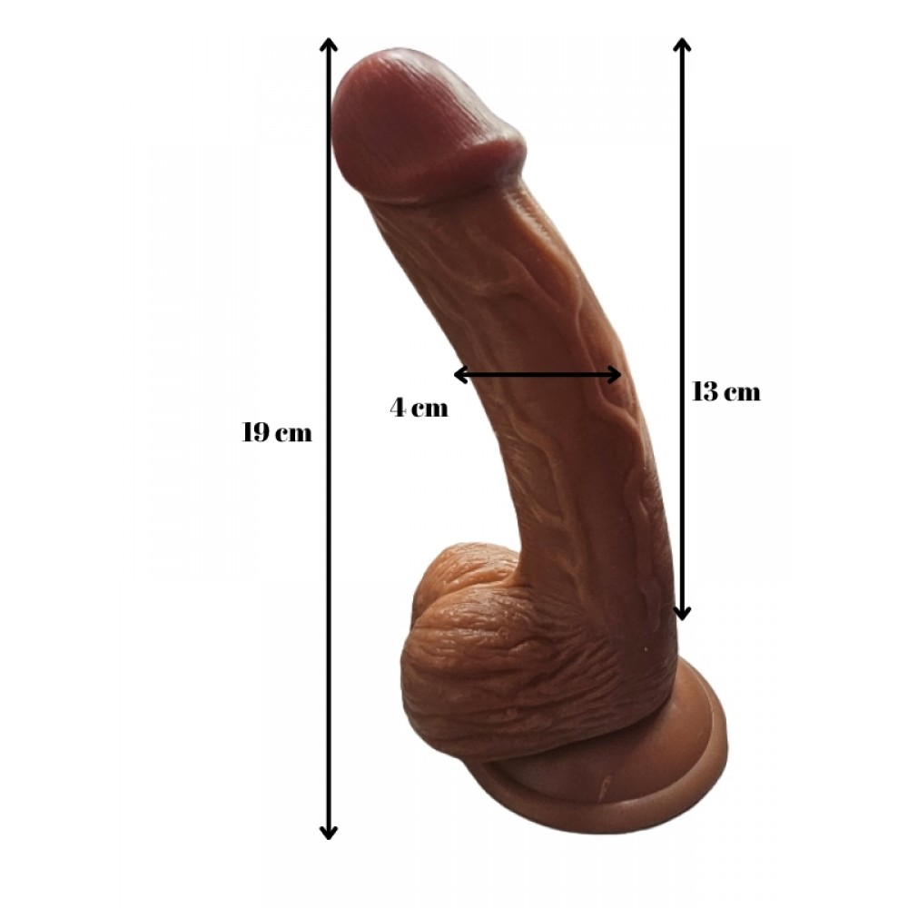 Dildo Gerçekçi Vantuzlu Testisli Melez 19cm