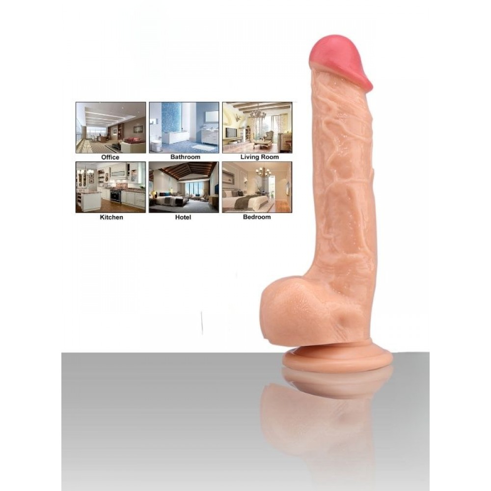 Dildo Realistik Gerçekçi Vantuzlu Testisli Jel Silikon 23cm 17cm