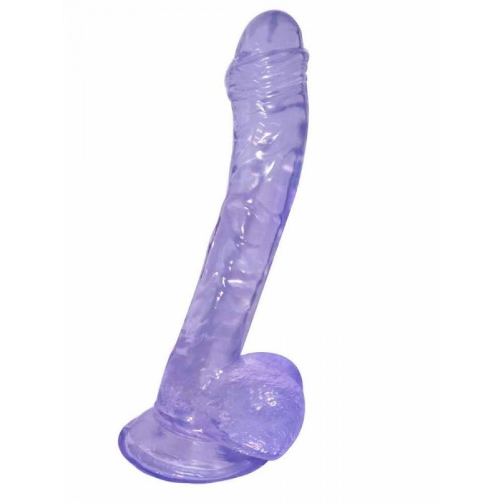 Dildo Gerçekçi Vantuzlu Testisli Jel Silikon 19cm 15.5cm Mor