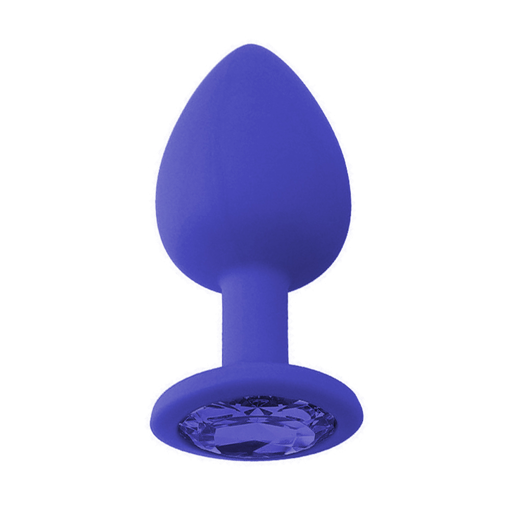 Anal Plug Tıkaç Silikon Taşlı 7.5cm 25g Mavi