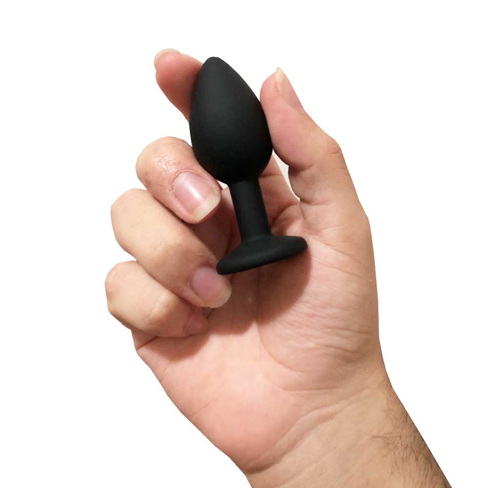 Anal Plug Tıkaç Silikon Taşlı 7.5cm 25g Siyah