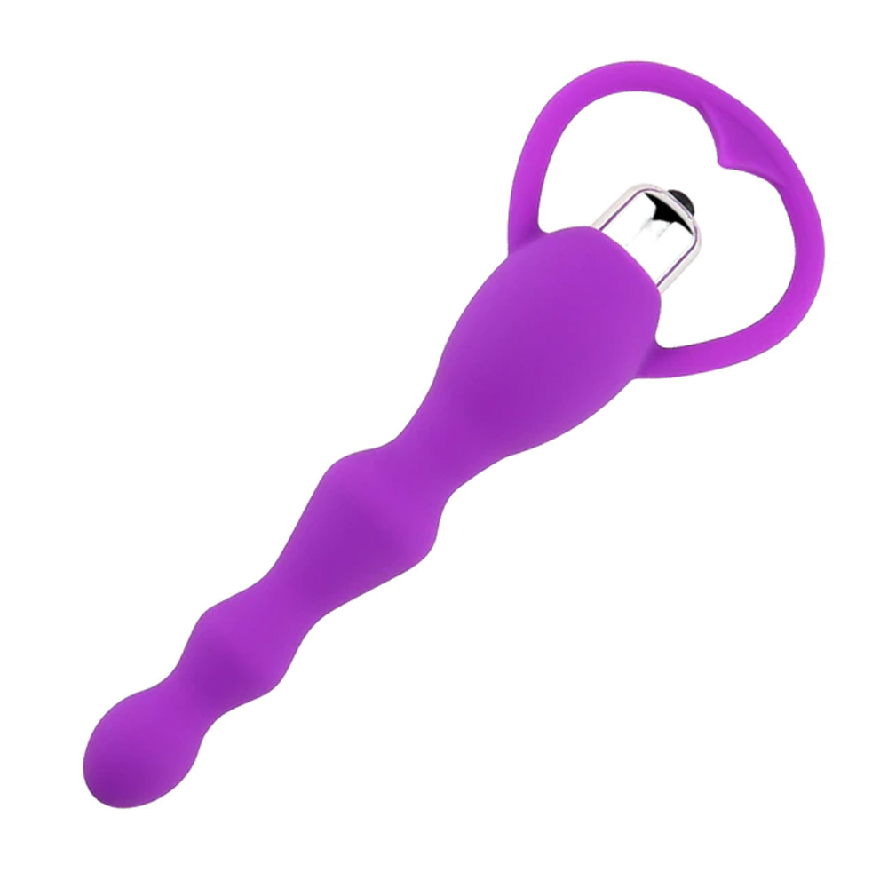 Anal Plug Tıkaç Titreşimli Silikon Boğumlu Halkalı Mor