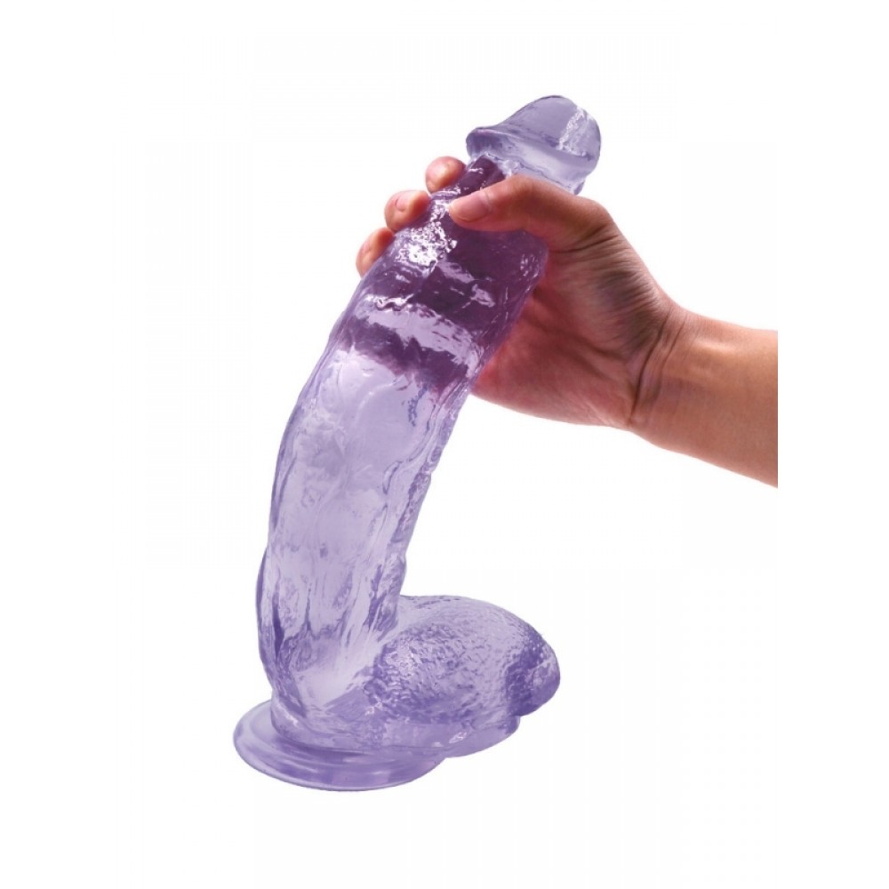 Dildo Gerçekçi Vantuzlu Testisli Jel Silikon 32cm 27cm Mavi