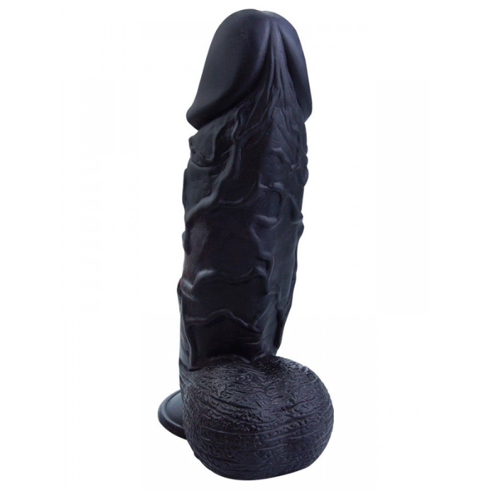 Dildo Gerçekçi Vantuzlu Testisli Jel Silikon 26cm 21cm Siyah