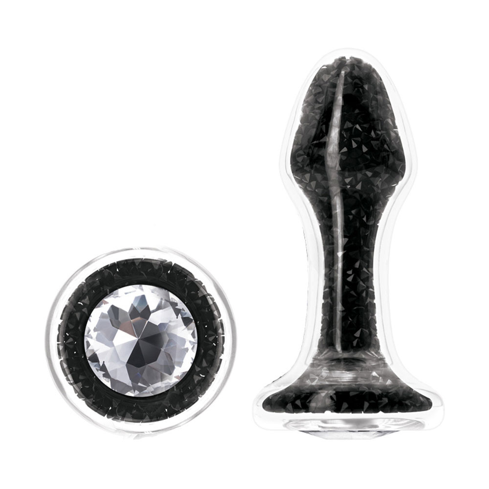 Anal Plug Tıkaç Cam Kristalli Silikon 4.8cm 3.5cm Siyah