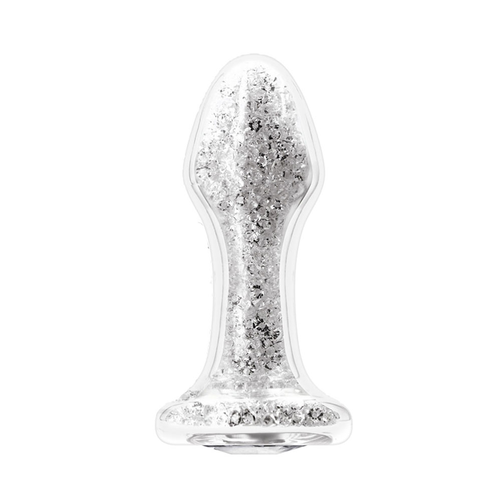 Anal Plug Tıkaç Cam Kristalli Silikon 4.8cm 3.5cm Gümüş Gri