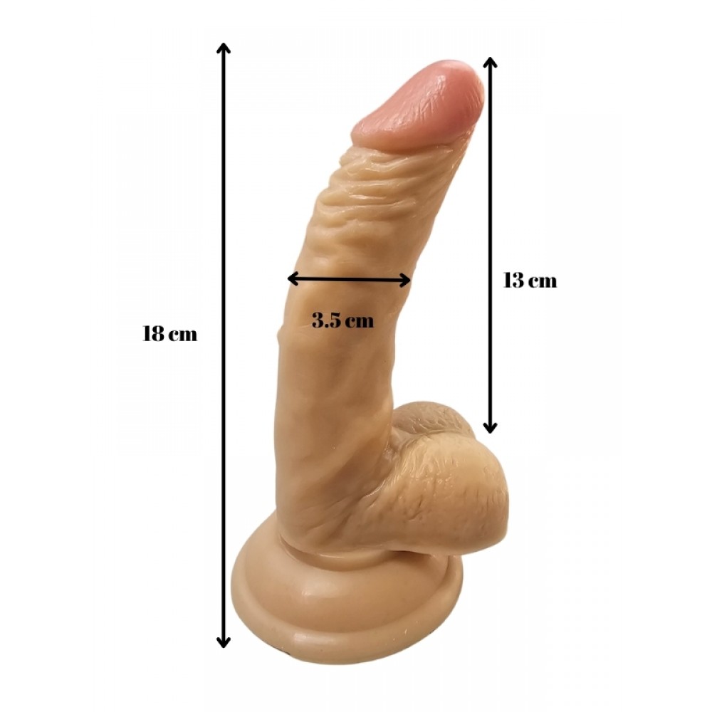 Dildo Gerçekçi Vantuzlu Testisli Melez 18cm