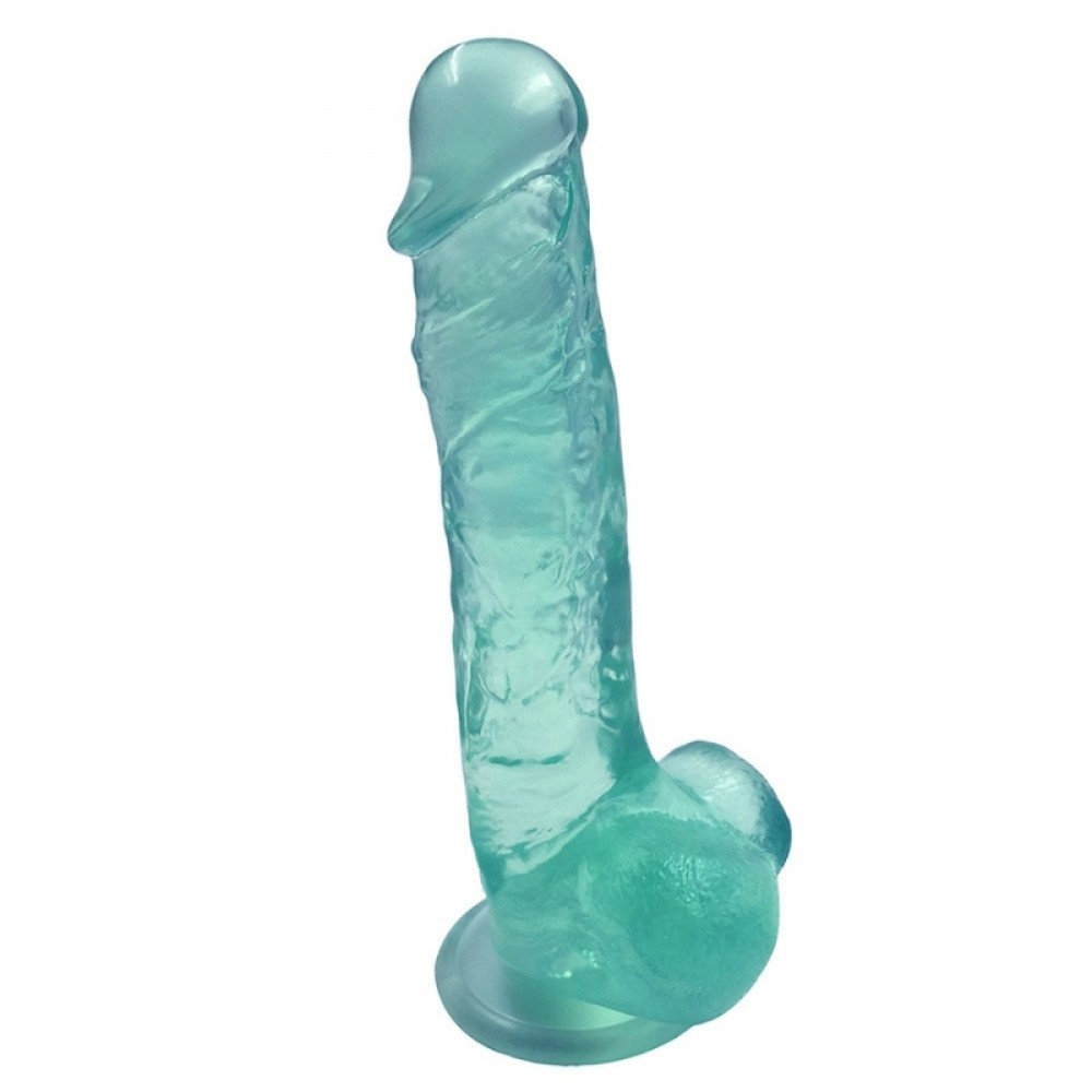 Dildo Gerçekçi Vantuzlu Testisli Jel Silikon 23cm 17cm Yeşil