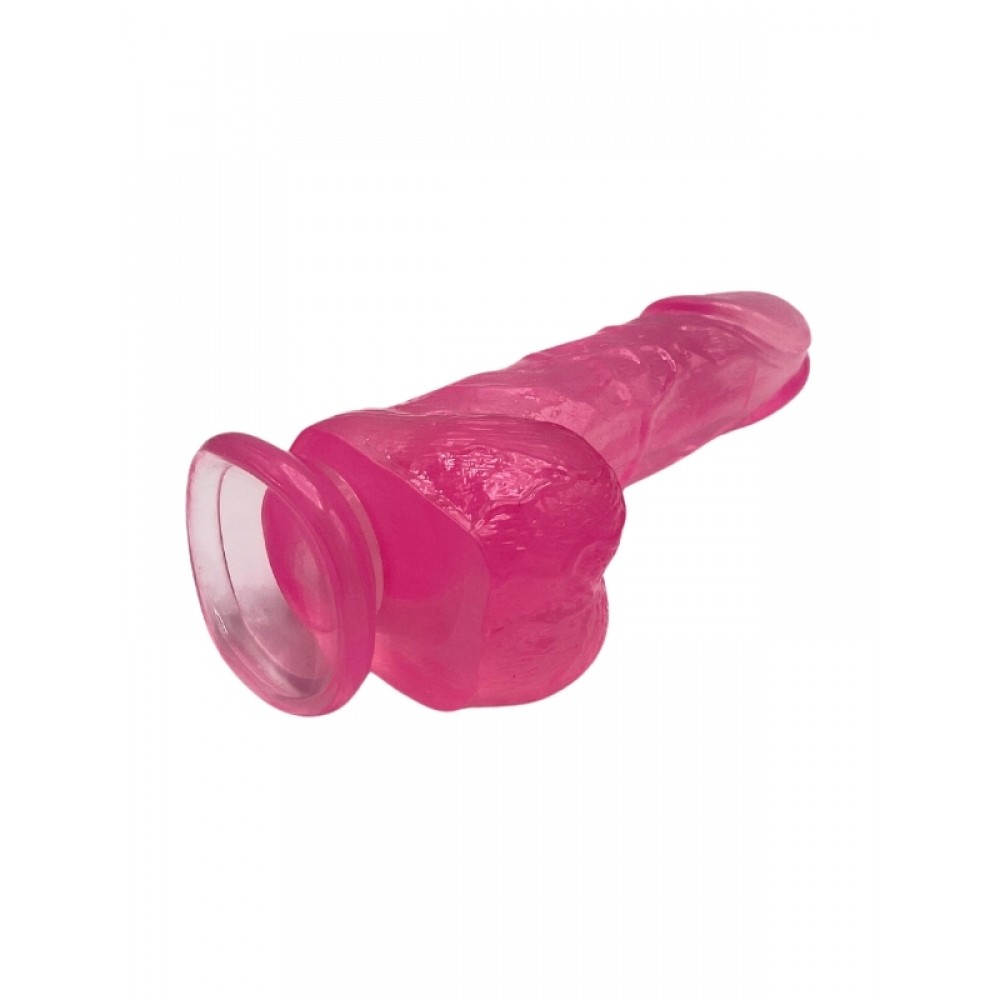 Dildo Gerçekçi Vantuzlu Testisli Jel Silikon 23cm 17.5cm Pembe